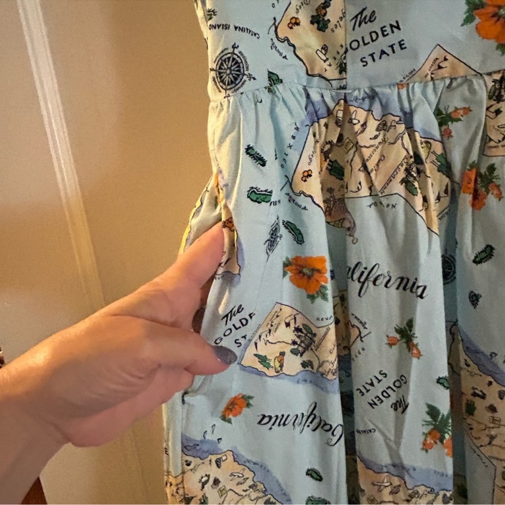 Modcloth Sky Blue California Map Pockets Mini Dress - Picture 2 of 5